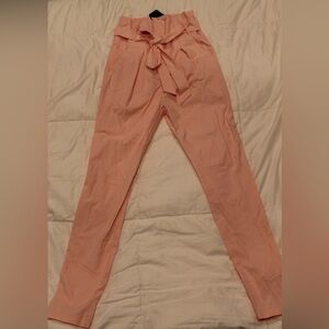 Elegant Peach Tie-Waist Trousers